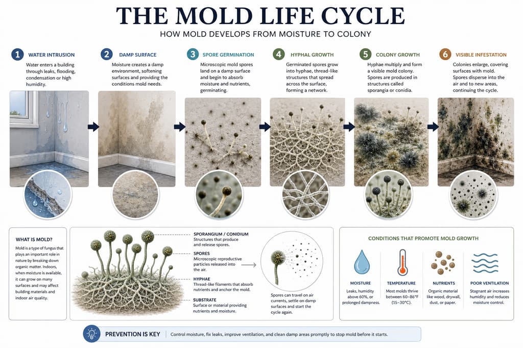 Mold growth behind furniture in Singapore home — hidden mold problem